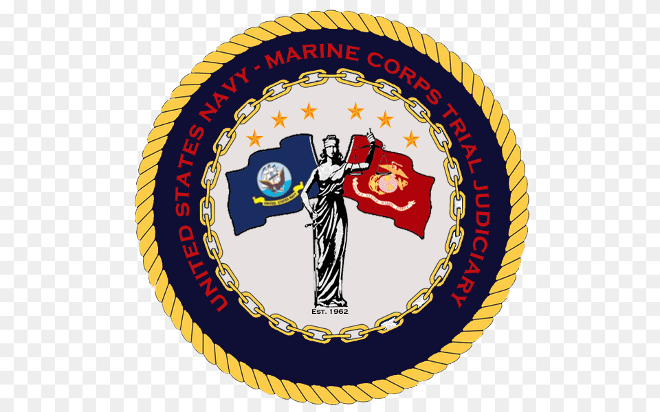 Navy Marine Corps Trial Judiciary Seal Lady Justice Sticker Rectangle, Logo, Badge, Emblem, Person Png