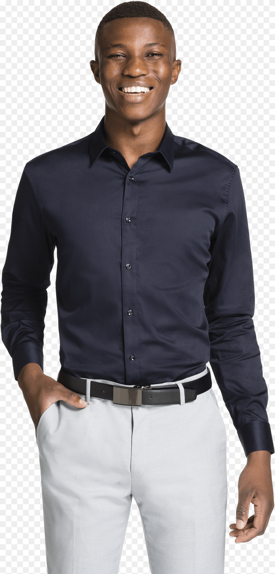 Navy Mission Slim Fit Dress Shirt Standing Free Transparent Png