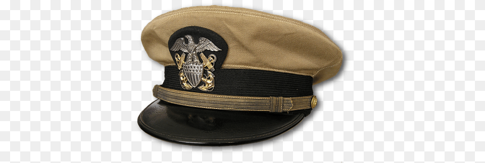 Navy Officer39s Service Cap With Khaki Cotton Cover Wwii Us Navy Cap, Baseball Cap, Clothing, Hat, Logo Free Png