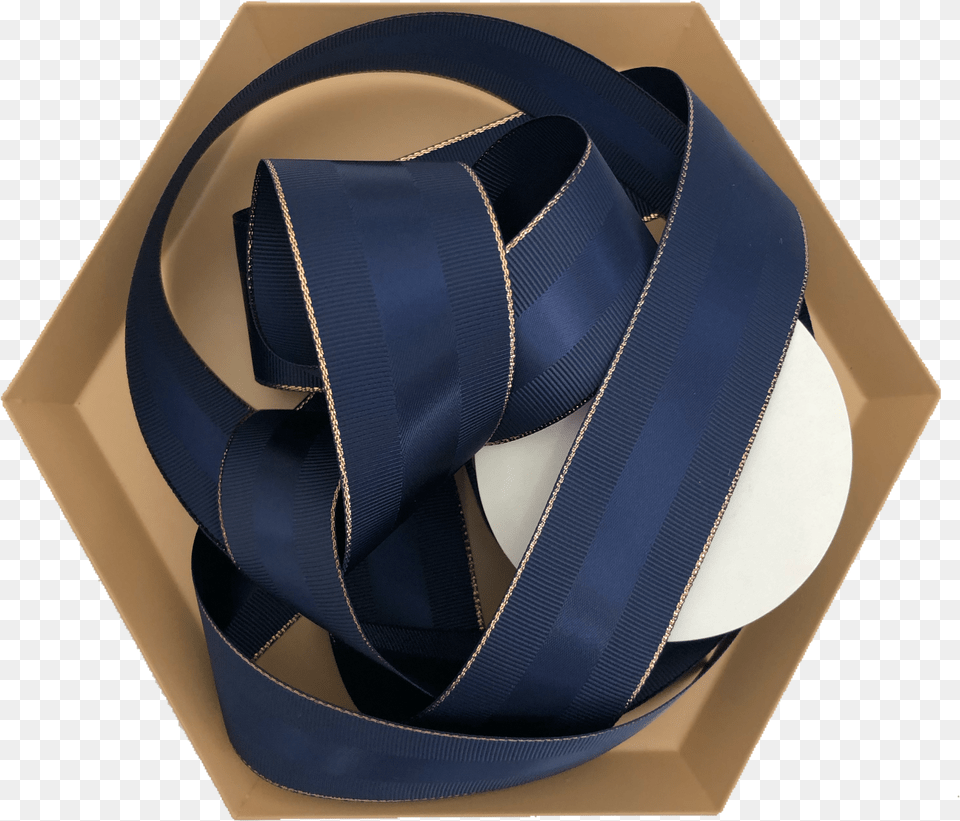 Navy Ribbon With Gold Trim Png