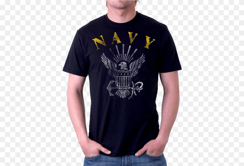Navy T Shirt, Clothing, T-shirt, Adult, Male Png Image