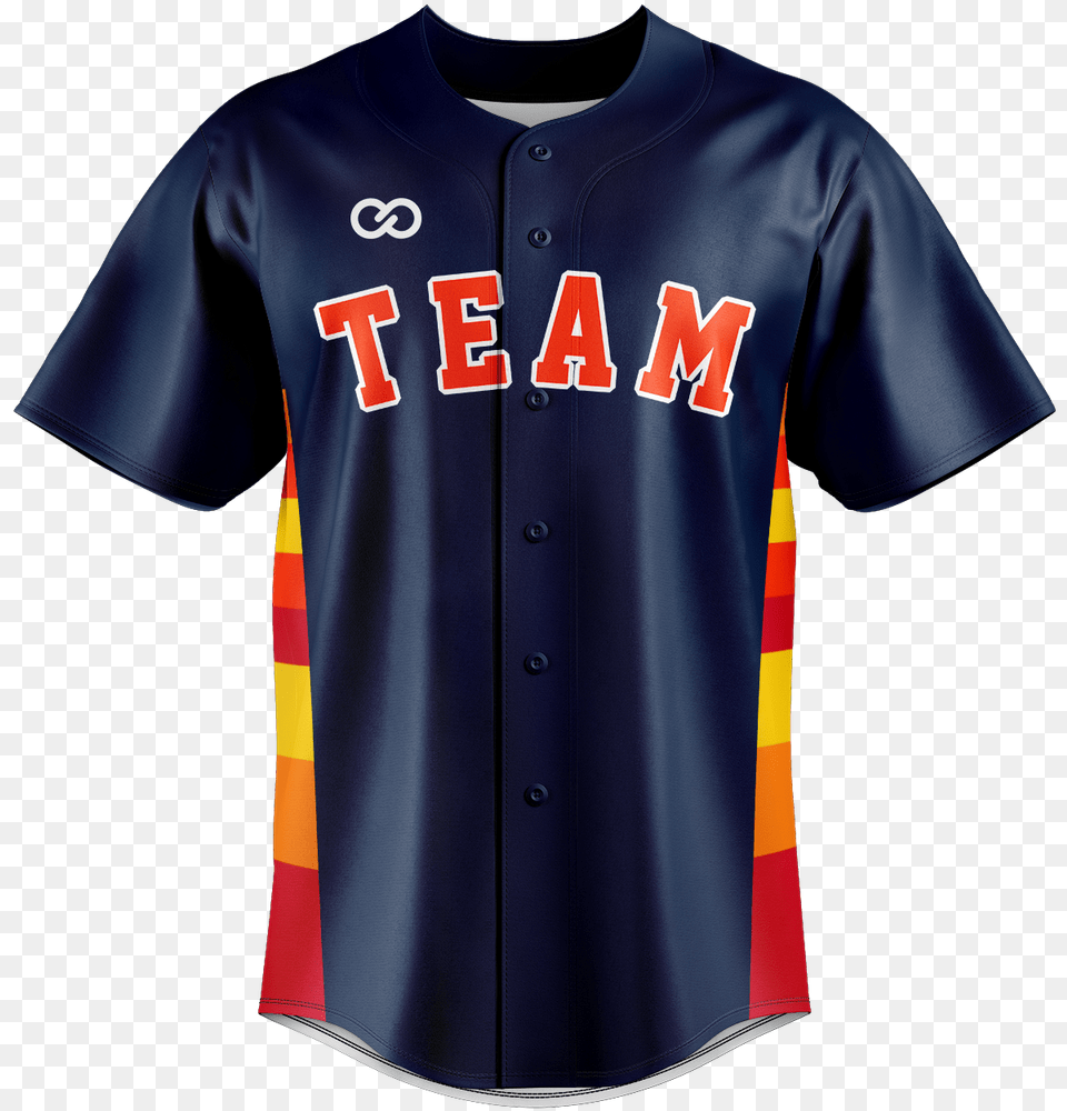 Navy With Red Orange And Gold Stripes Baseball Jersey Baseball Uniform, Clothing, Shirt, T-shirt Png
