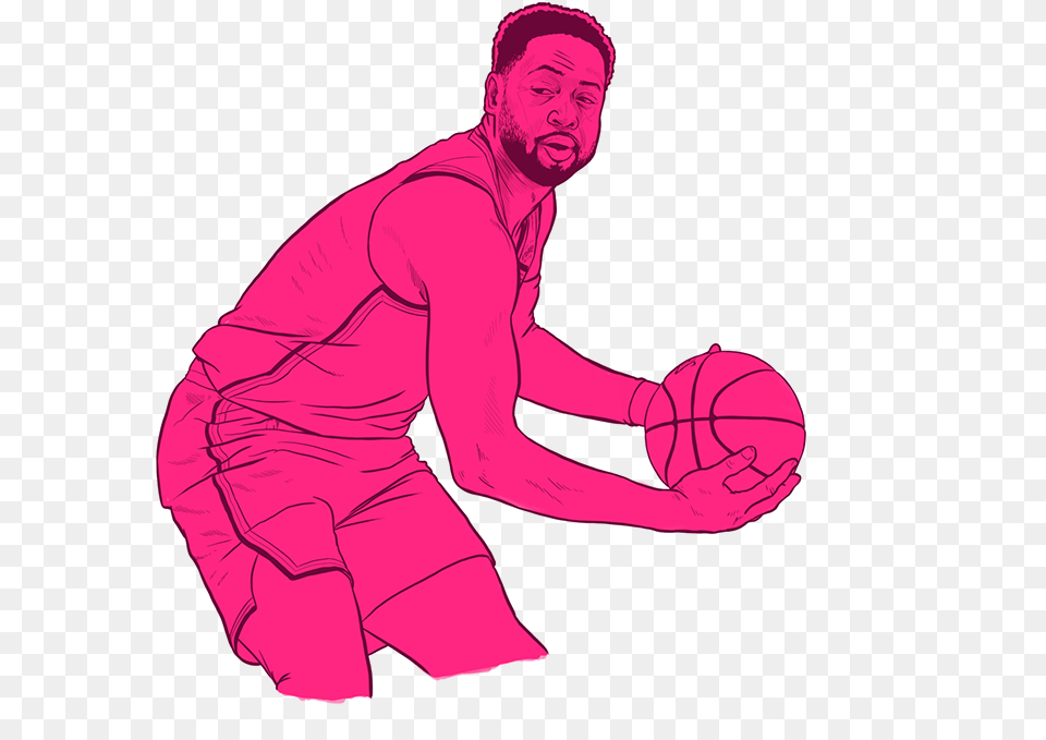 Nba Dwyane Wade Bday Illustration Miami Vice Edition On Dribble Basketball, Adult, Male, Man, Person Free Transparent Png