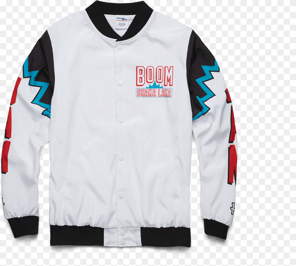 Nba Jam Chalk Line Jacket Retro Arcade Video Game Snap Sweater, Clothing, Coat, Long Sleeve, Shirt Png Image