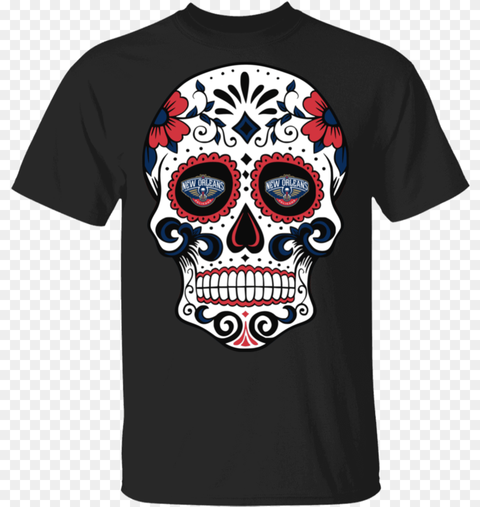 Nba New Orleans Pelicans Sugar Skull Tshirt Houston Astros Sugar Skull, Clothing, T-shirt, Shirt, Face Free Transparent Png