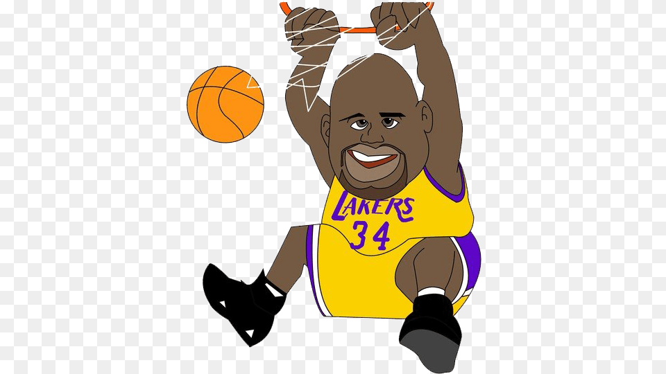 Nba Player Cartoon Shaquille O Neal, Baby, Person, Basketball, Playing Basketball Png Image