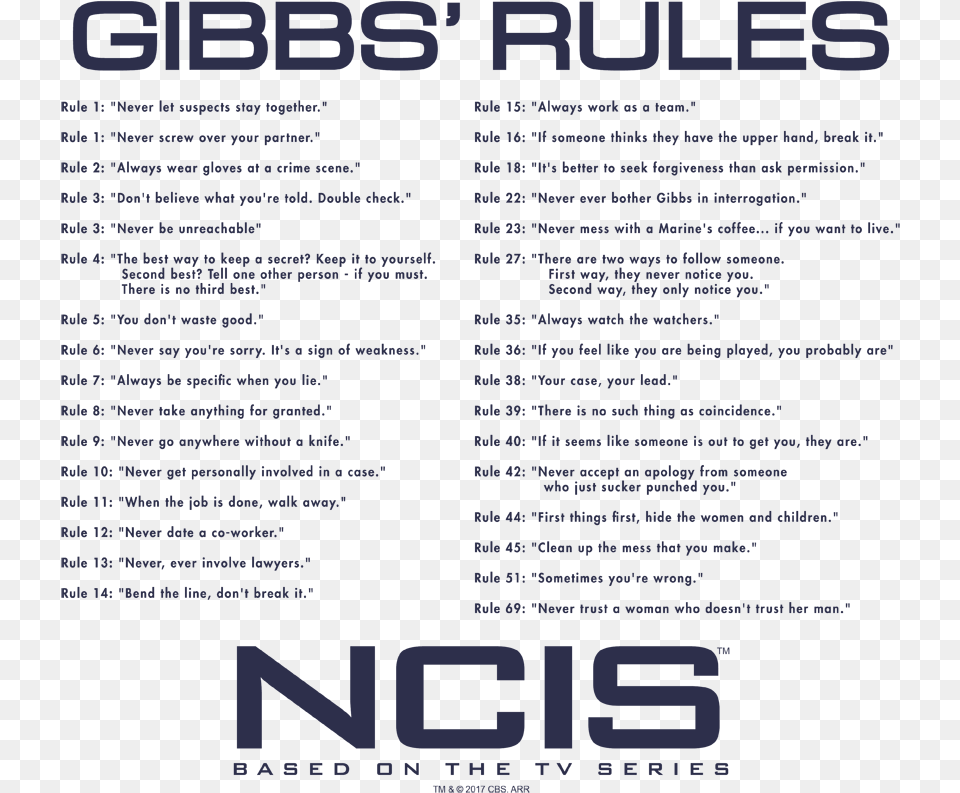 Ncis Gibbs Rules Men39s Regular Fit T Shirt Gibbs Rules, Advertisement, Poster, Text, Page Free Transparent Png
