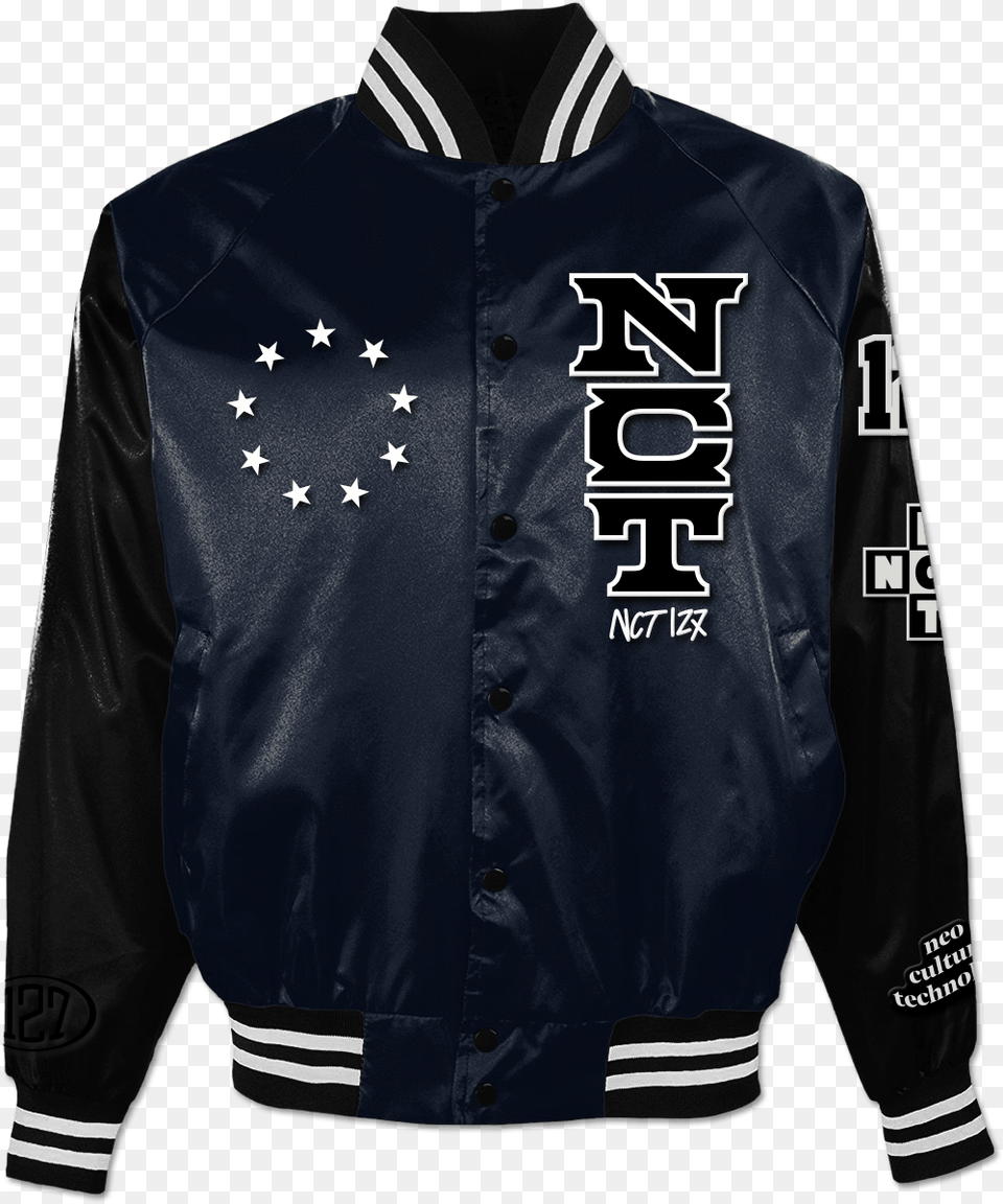 Nct Satin Baseball Jacket, Clothing, Coat, Shirt Png Image