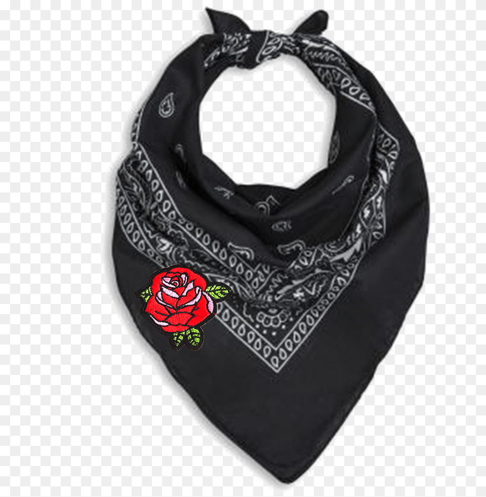 Neck Scarf Pic Black Bandana With Red Roses, Accessories, Headband, Clothing Free Transparent Png