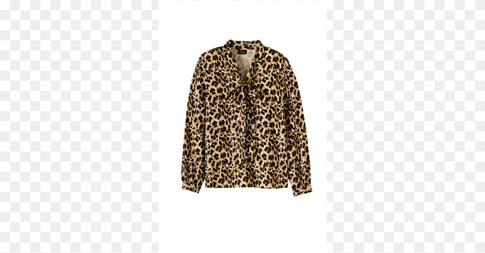 Neck Tie Blouse Leopard Print Lidl Esmara Damen Schluppenbluse, Clothing, Coat, Long Sleeve, Sleeve Png