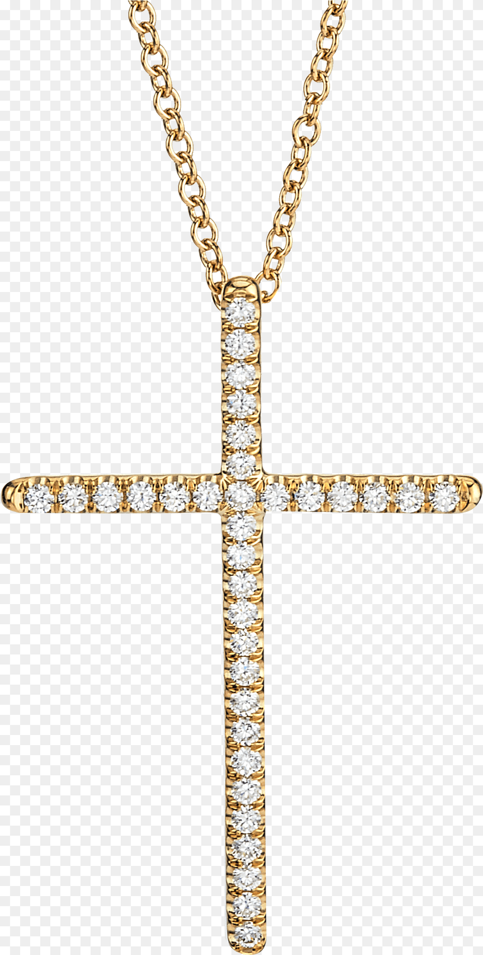 Necklace Cross Large Yellow Gold 18k With Diamonds Necklace, Accessories, Symbol, Jewelry, Diamond Free Png Download