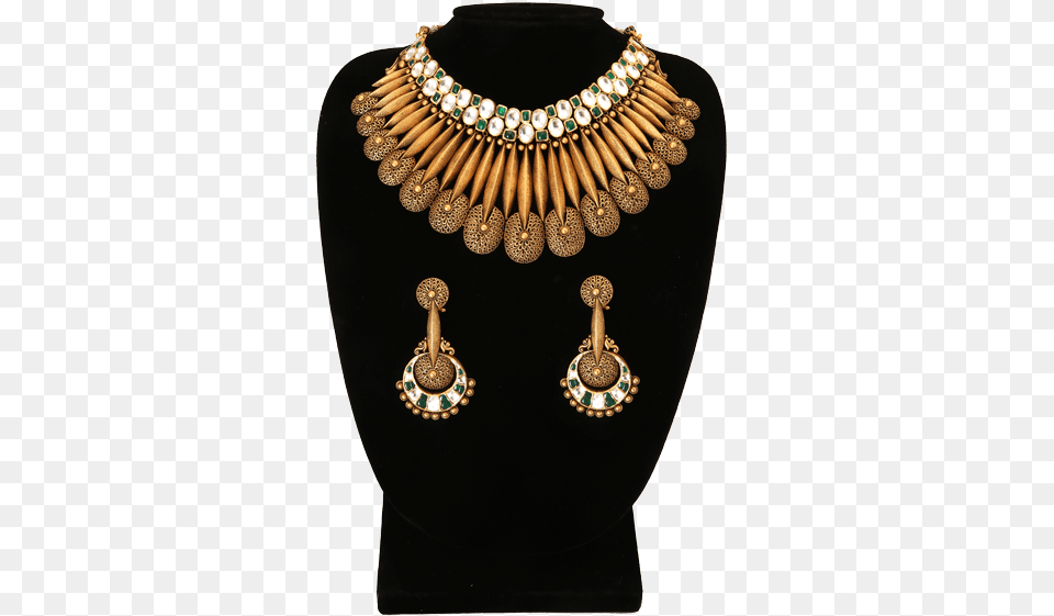 Necklace Set With Gold And Jadau Necklace, Accessories, Jewelry, Earring, Locket Png Image