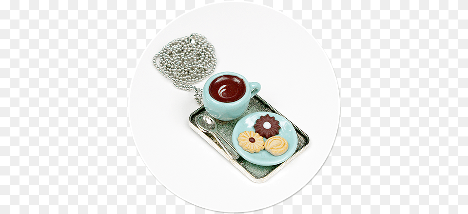 Necklace With Cup And Cookies No Lebkuchen, Saucer, Accessories, Food, Ketchup Free Png