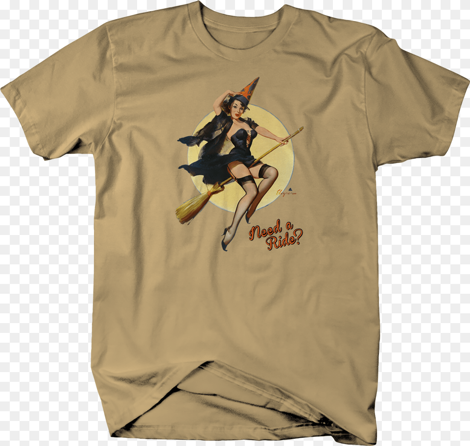 Need A Ride Sexy Witch Broom Stick Black Funny Gun Shirt, Clothing, T-shirt, Adult, Female Png