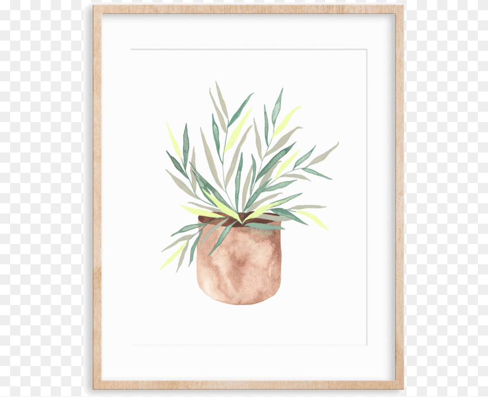 Needle Leaves Art Print Watercolor Painting, Plant, Potted Plant, Jar Png Image