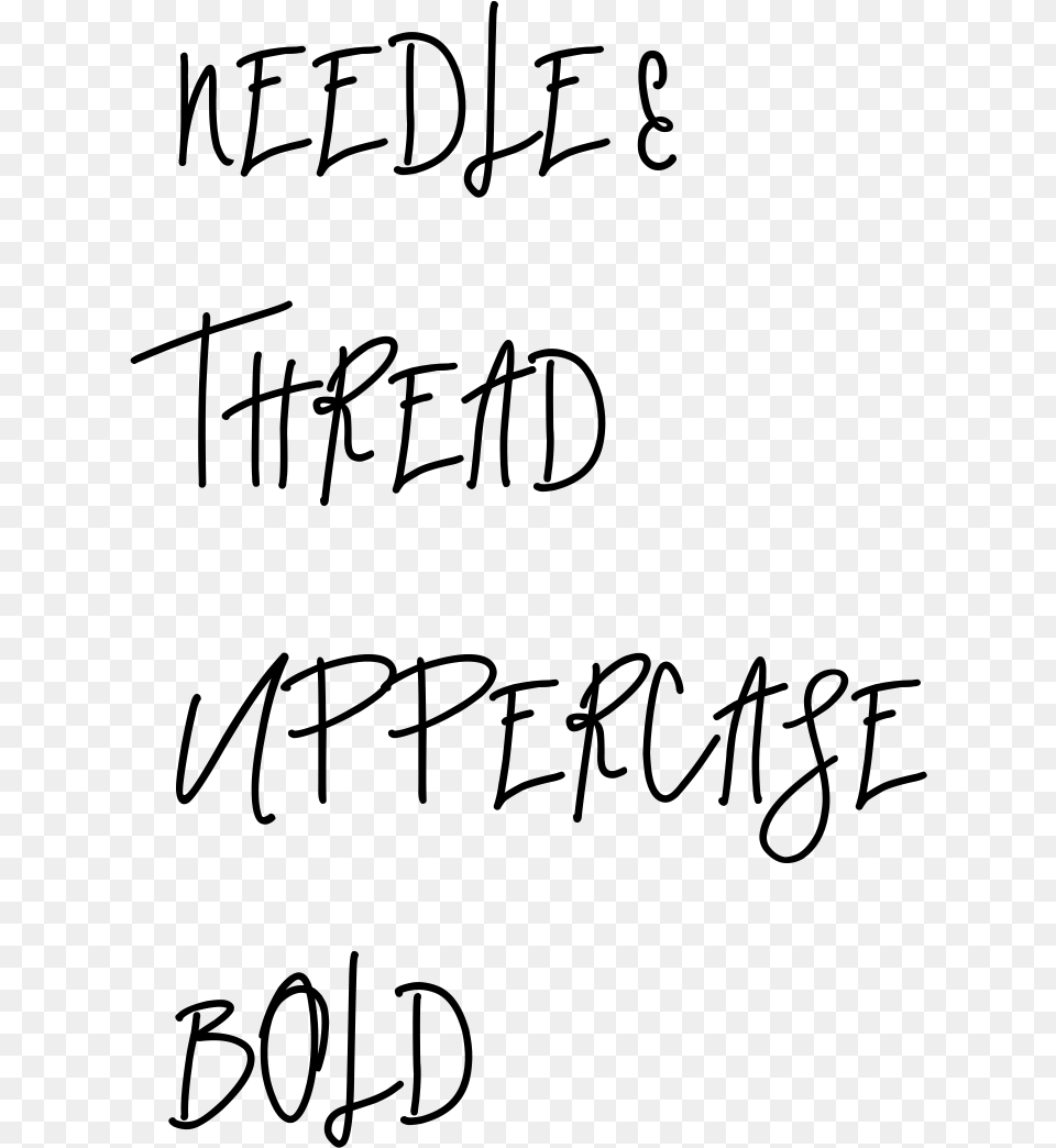 Needle Thread Uppercase Bold Needle Thread Uppercase Handwriting, Gray Png Image