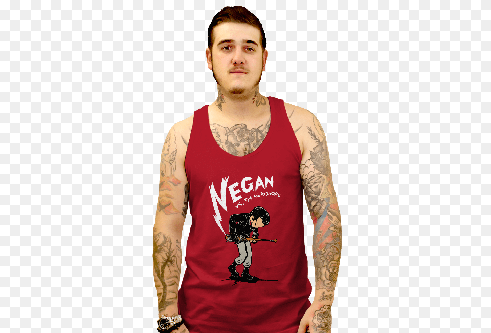 Negan T Shirt The Walking Dead T Shirt Shirtpunch, Tattoo, Skin, Person, Tank Top Free Png Download