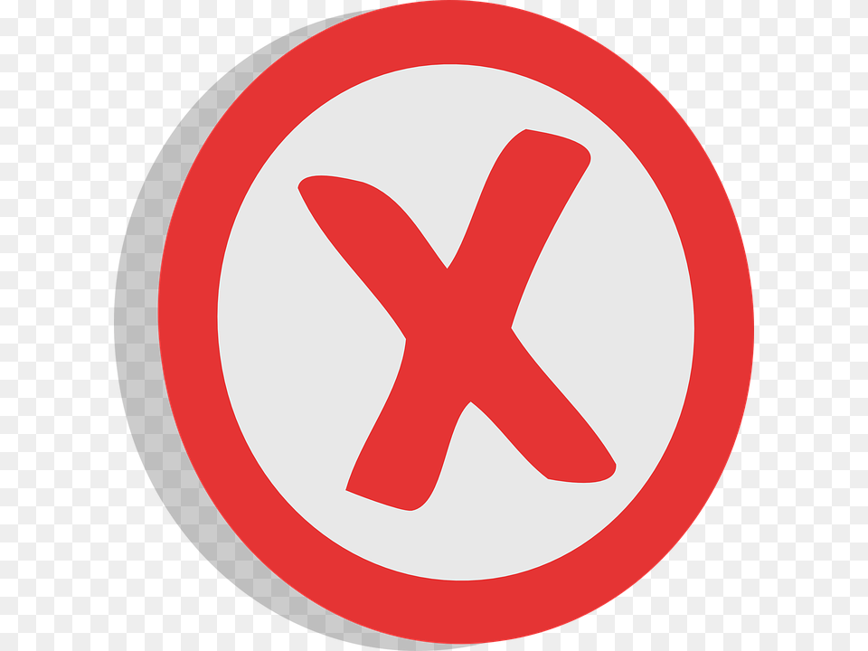 Negative X Unrelated Sign Choice Symbol Red Symbol, Road Sign Free Transparent Png