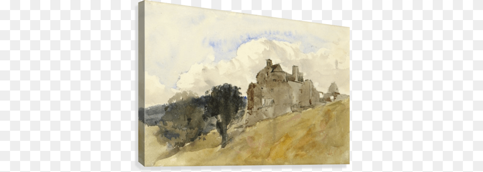 Neidpath Castle Canvas Print Hercules Brabazon Brabazon, Art, Painting Png Image