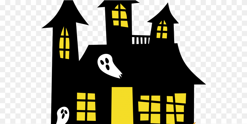 Neighborhood Halloween Haunted House Silhouette, Art Png Image