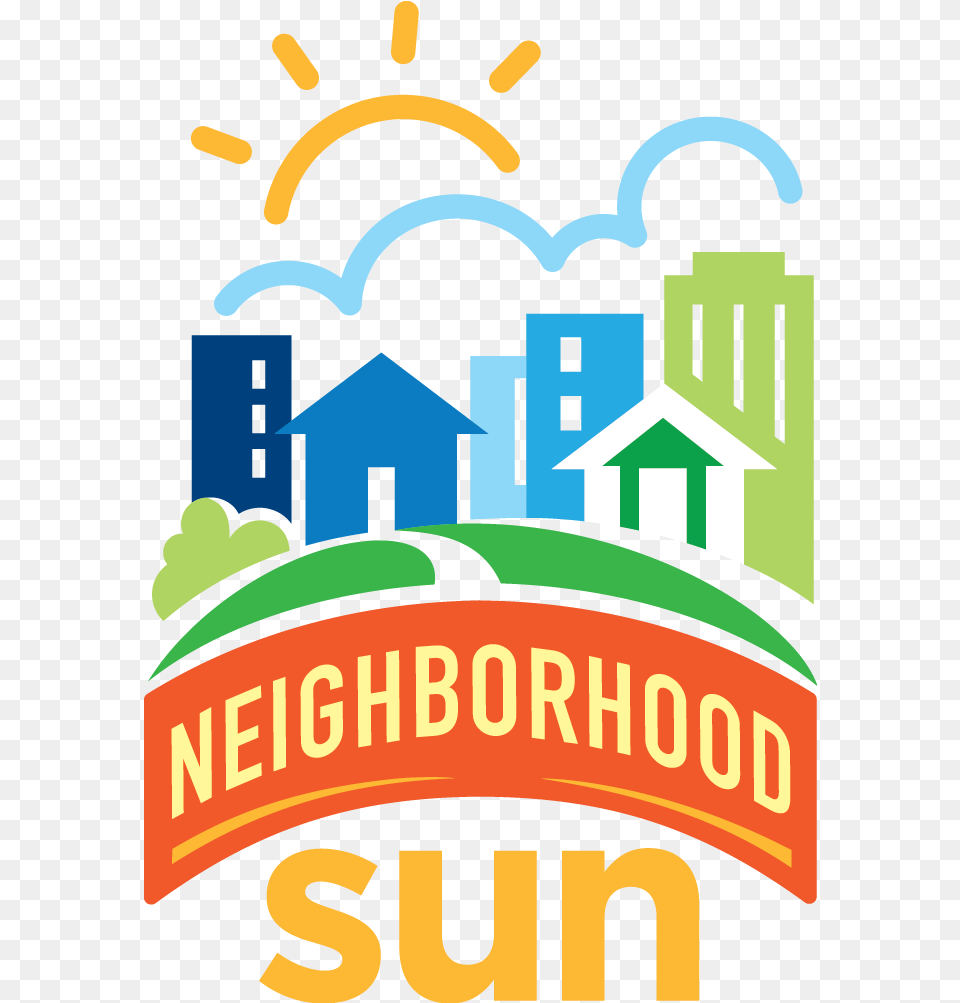 Neighborhood Logo Neighborhood Sun Logo, Advertisement, Poster, Bulldozer, Machine Png Image