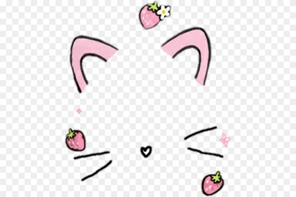 Neko Cat Pink Kawaii Pastel Sticker Neko Pink Kawai Kawaii Face Filter Transparent, Smoke Pipe, Accessories, Earring, Jewelry Free Png Download
