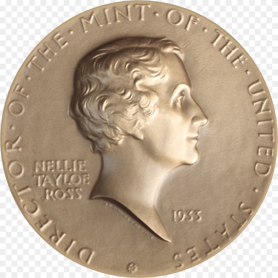 Nellie Tayloe Ross Medal, Coin, Money, Face, Head Png Image