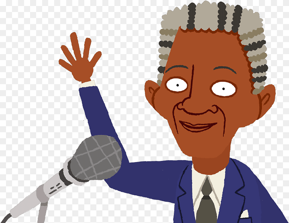 Nelson Mandela Smiling And Waving In Front Of A Microphone Nelson Mandela Picture Animated, Electrical Device, Baby, Person, Face Free Transparent Png