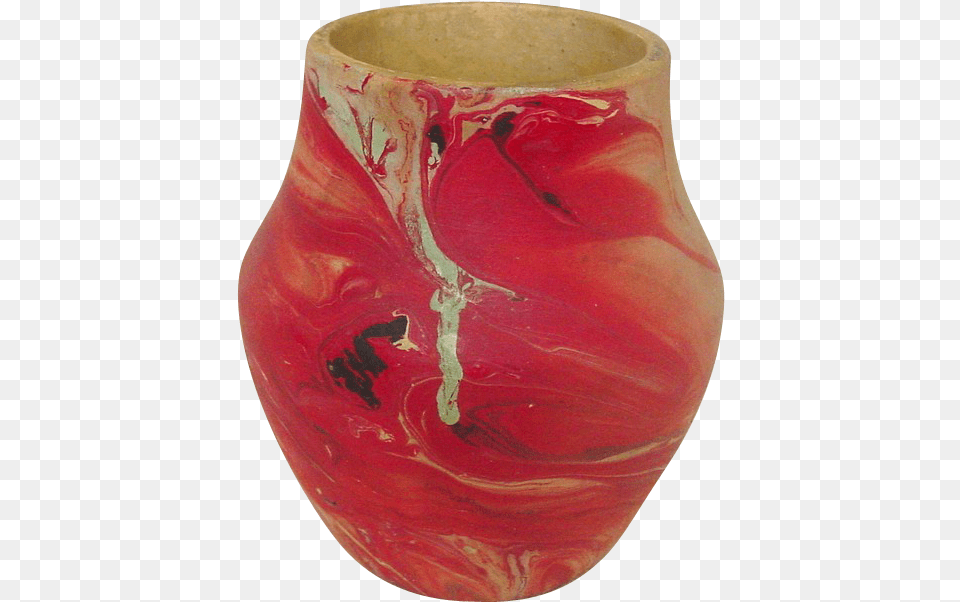 Nemadji Pottery Vase 4 Tall Red And Sand Swirls Earthenware, Jar Free Png Download