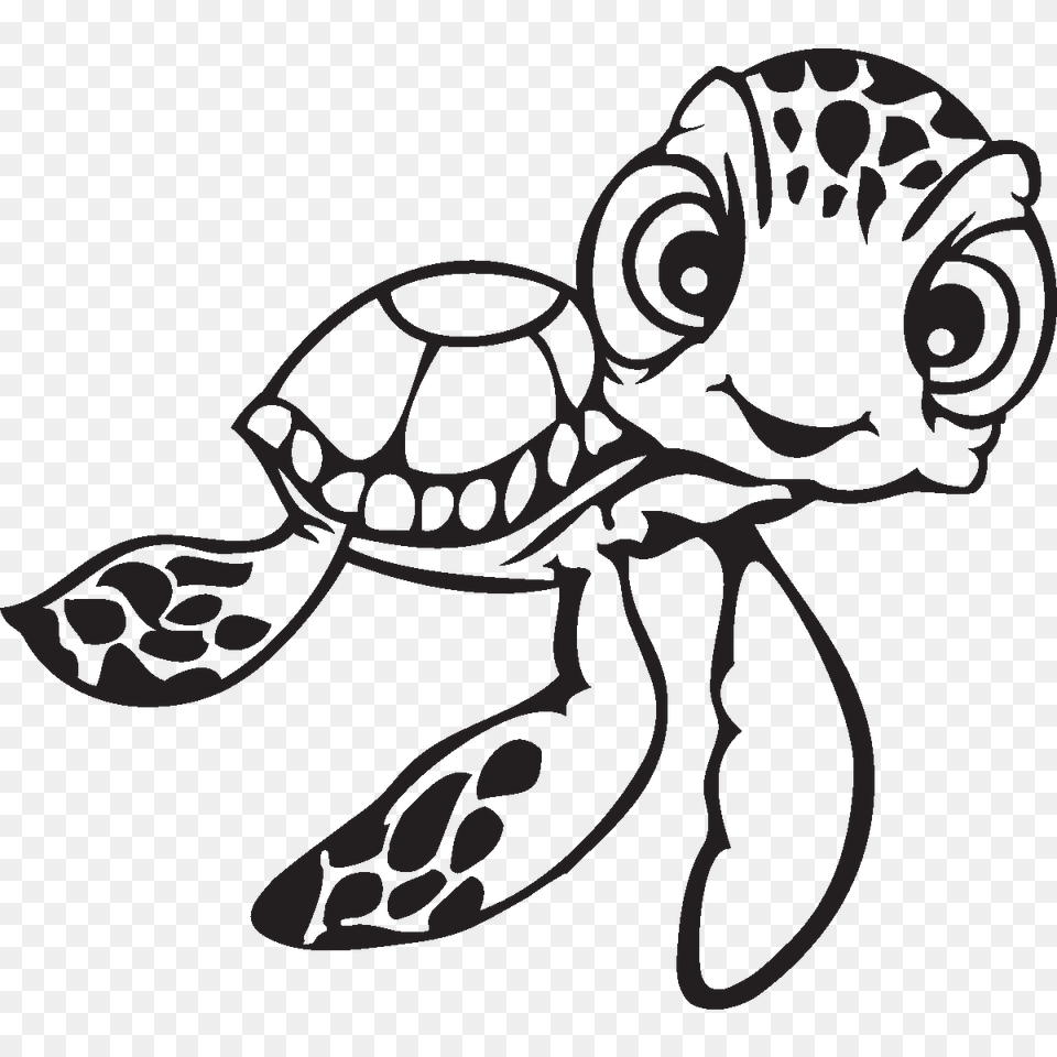Nemo Turtle Artwork Black And White, Stencil, Animal, Reptile, Sea Life Free Transparent Png