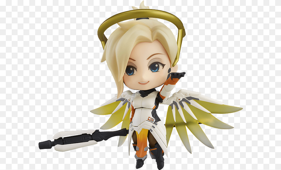 Nenderoid Mercy Posing Like She39s Casting Her Ultimate Overwatch Mercy Classic Skin Edition Nendoroid Action, Baby, Person, Face, Head Free Png