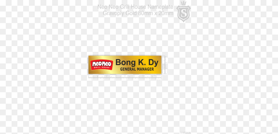 Neo Neo Grill House Nameplate Gravoply Gold 80mm Cebu Doctors University Pin, Text Free Png Download