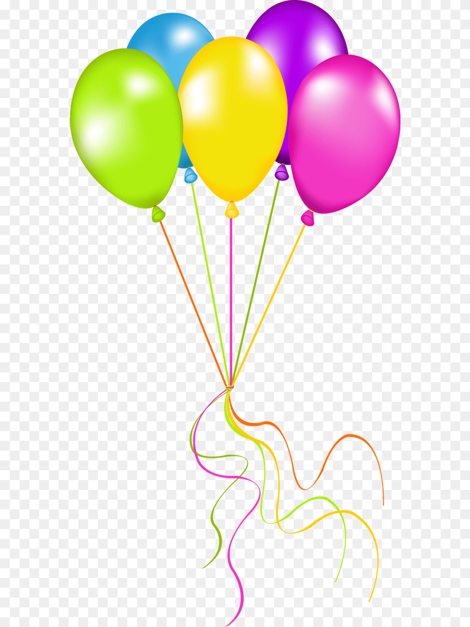 Neon Birthday Clipart Balloons With Ribbon, Balloon Free Transparent Png