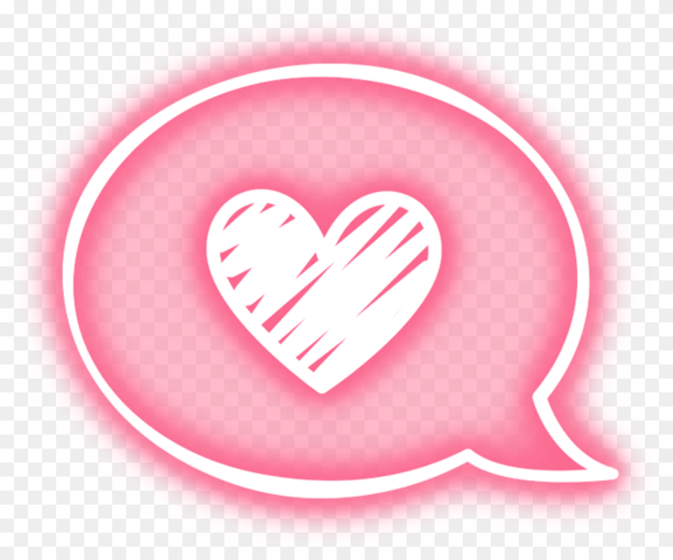 Neon Bubble Speechmarm Heart Scribble Pinkneon, Plate, Sticker Png Image