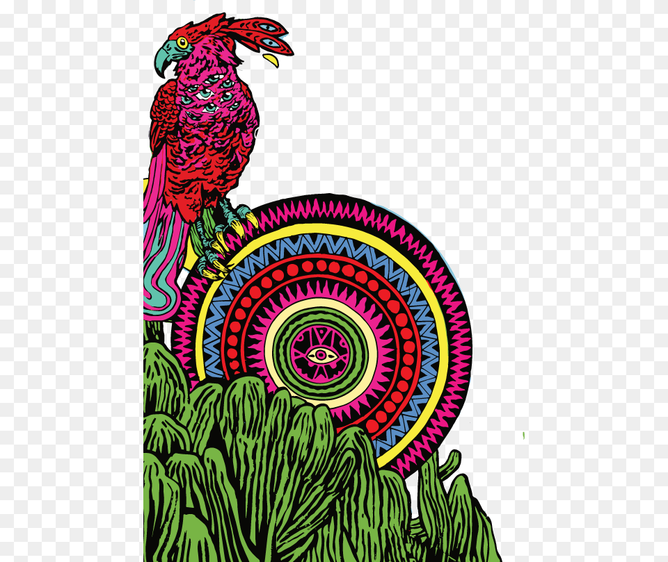Neon Cactus Illustration, Animal, Bird, Art, Doodle Png Image