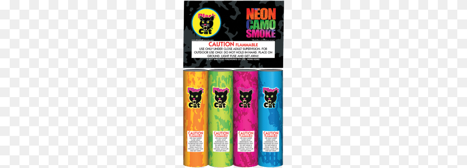 Neon Camo Smoke Bc Black Cat Fireworks, Advertisement, Poster, Tin, Can Png