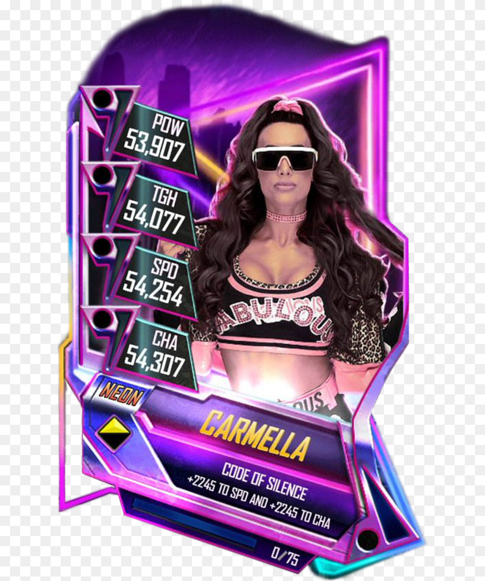 Neon Card Wwe Supercard Wwe Supercard Rey Mysterio, Accessories, Sunglasses, Person, Woman Free Png Download