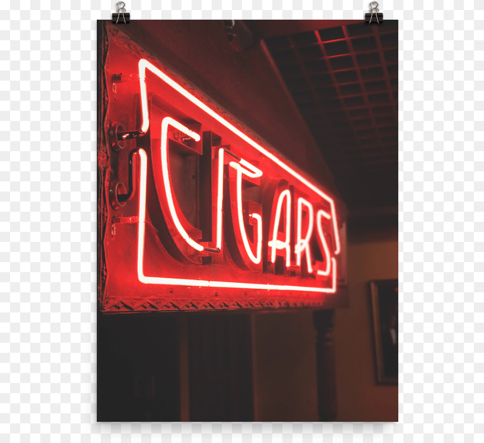 Neon Cigar Sign Poster Located In Vegas Cigars, Light Png