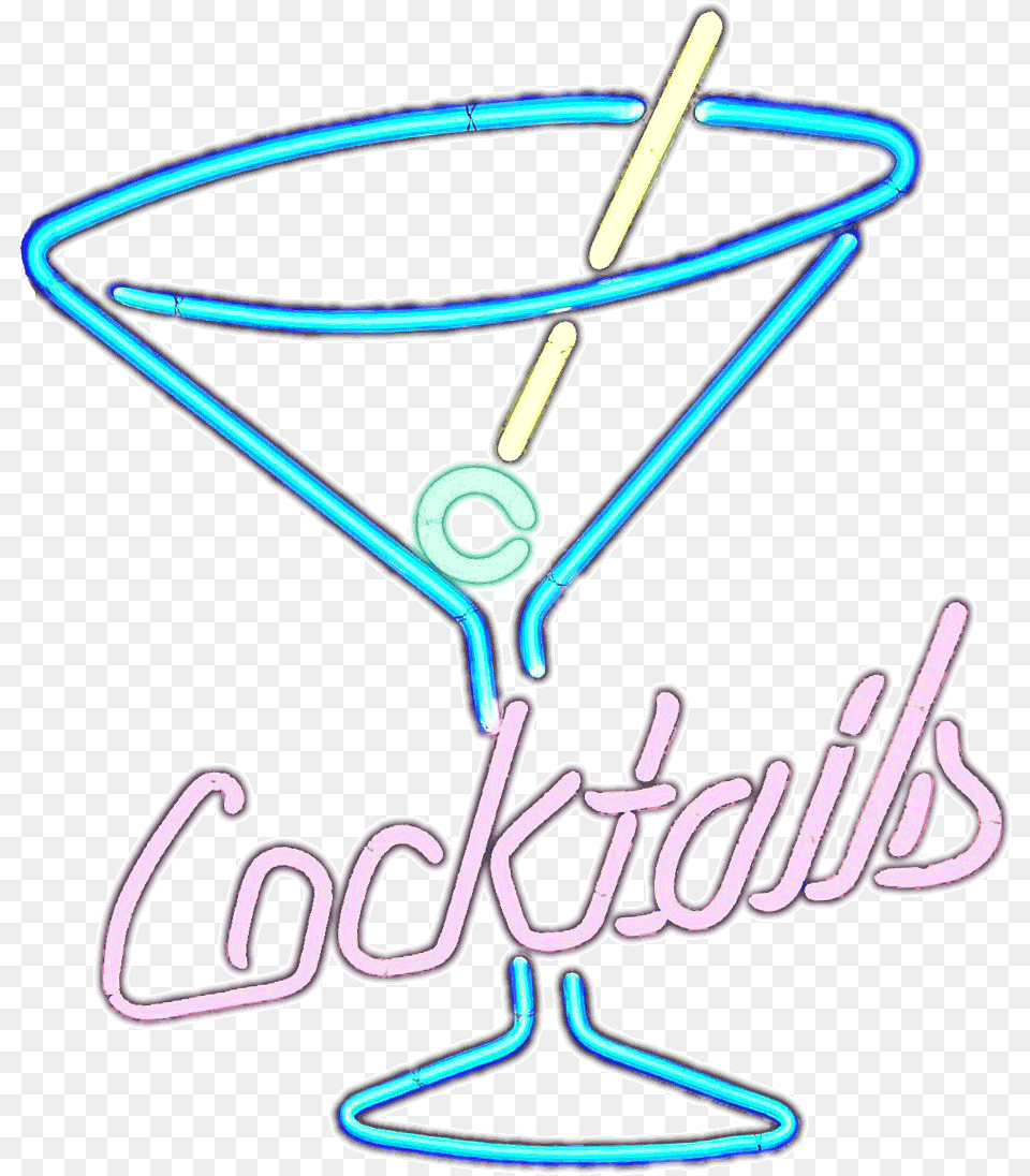 Neon Cocktails Sign, Light, Smoke Pipe Free Png
