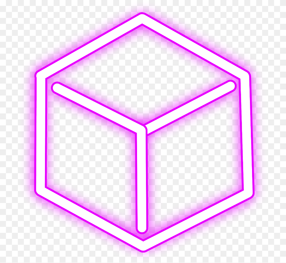 Neon Cube Freetoedit Square Pink Glow Light 3d Neon Cube, Purple Png Image