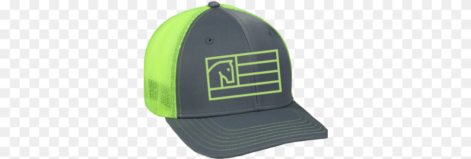 Neon Green Amp Grey Mesh Hat War Horses For Veterans Logo, Baseball Cap, Cap, Clothing, Hardhat Png Image