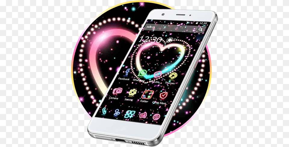 Neon Heart 2d Theme Smartphone, Electronics, Mobile Phone, Phone, Iphone Png Image