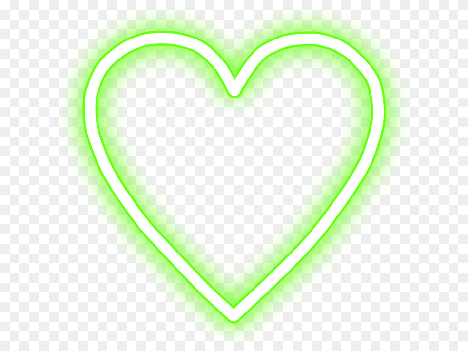 Neon Heart Hearts Green Greenheart Greenhearts Heart, Light Free Transparent Png