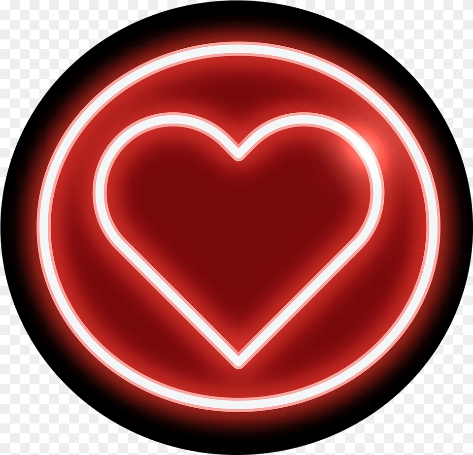 Neon Heart Pic Red Heart Emoji, Light Free Transparent Png