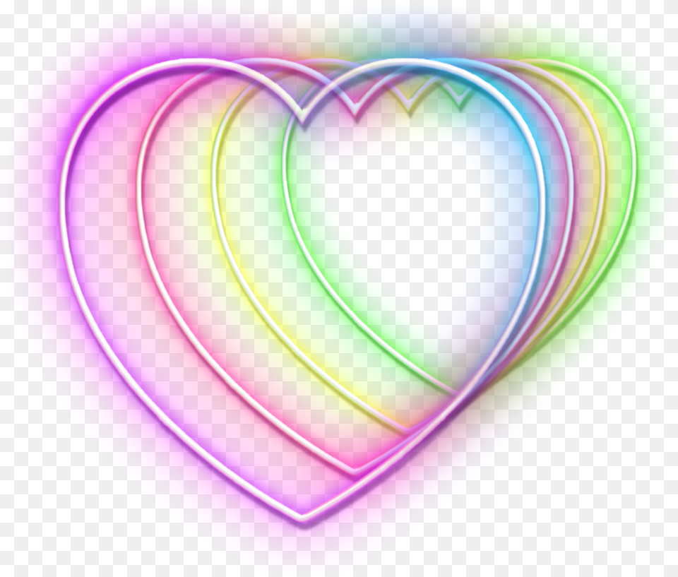 Neon Hearts Neonhearts Colored Coloredhearts Heart, Light, Disk Png