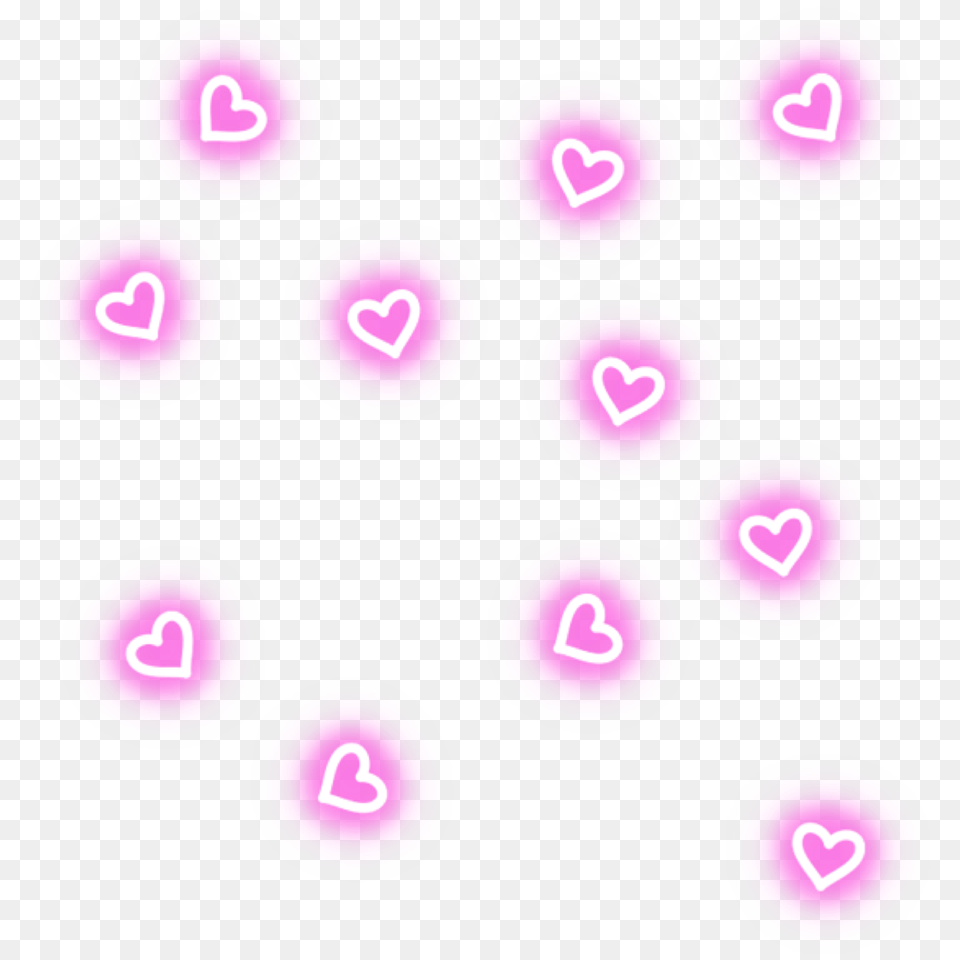 Neon Hearts Neonlights Neonhearts Pattern Pink, Number, Symbol, Text, Purple Free Png Download