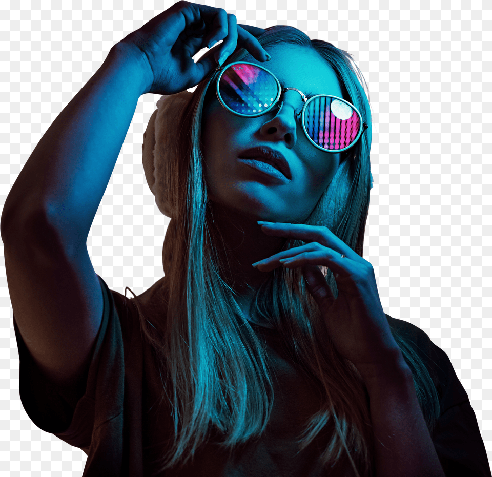 Neon Light Lady Vogue Cover Challenge Pose Free Transparent Png