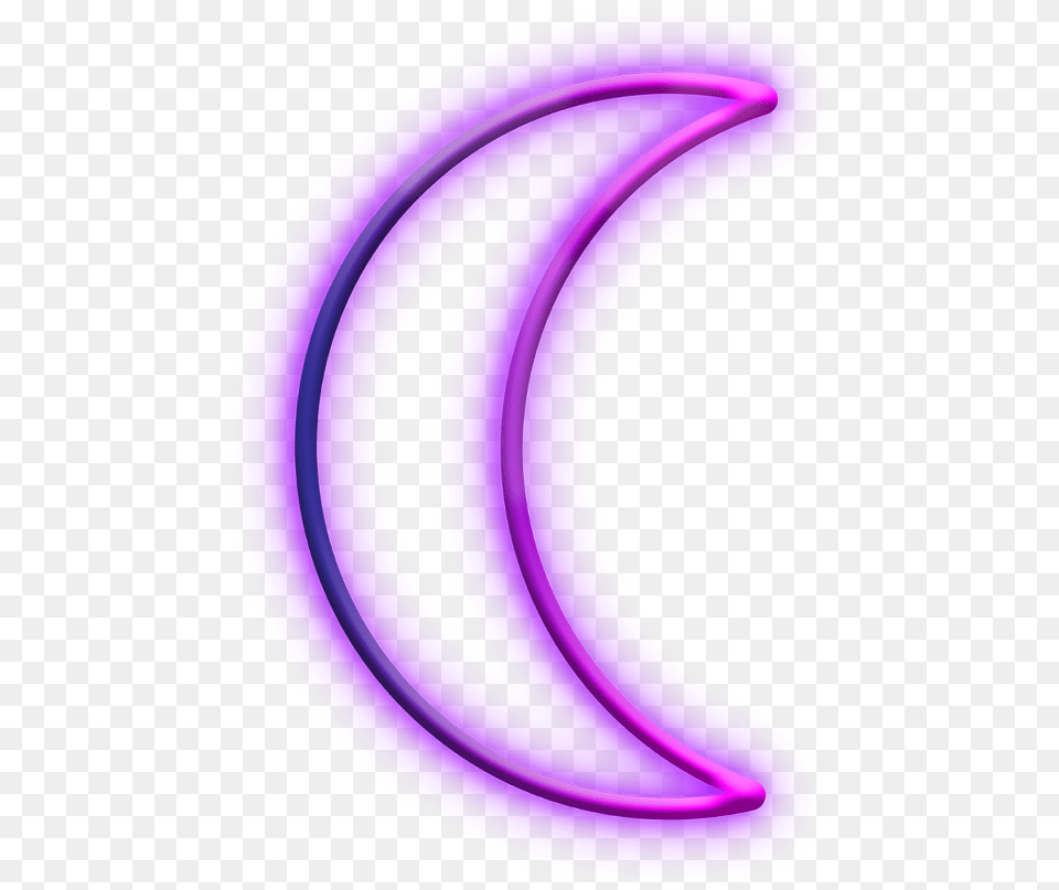 Neon Moon Crescent, Nature, Night, Outdoors, Purple Png