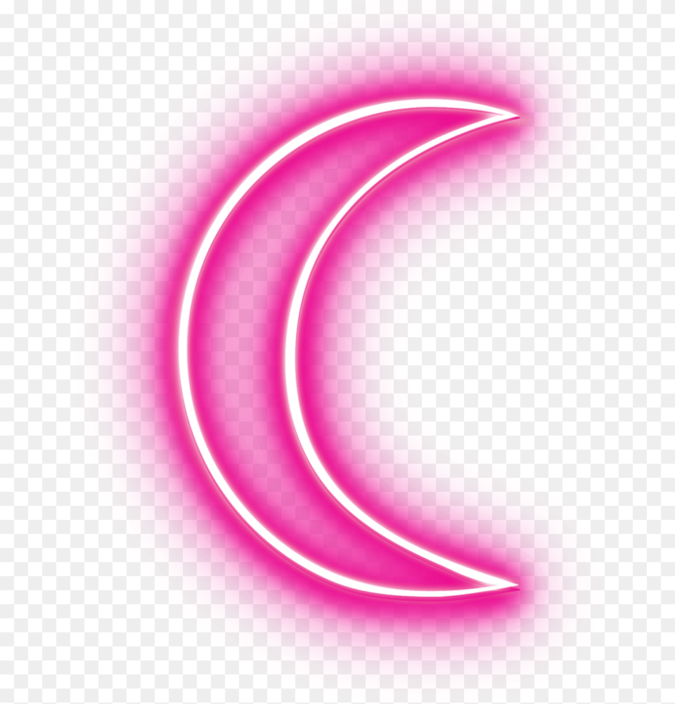 Neon Moon Ftestickers Stickers Autocollants Smile Pegat Pink Neon Transparent Background, Nature, Night, Outdoors, Plate Free Png Download