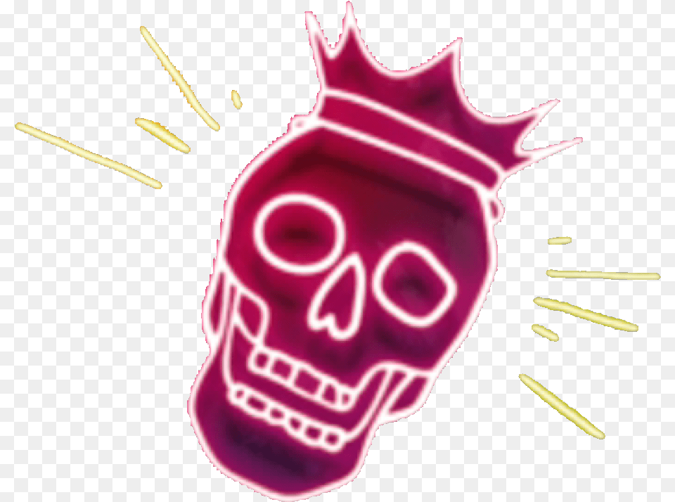 Neon Neonskull Neonlight Neonsticker Skull Crown Emblem, Symbol, Architecture, Pillar, Food Png